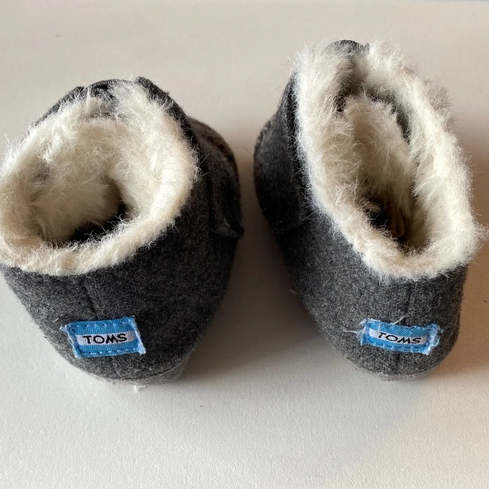 TOMS Bundle of black slip ons and gray booties. Size 2. Like new.